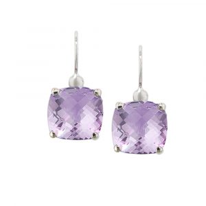 White gold lilac amethyst drop earrings
