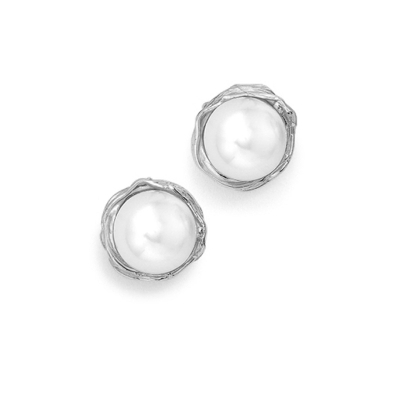 Simple chic pearl drop earrings, white pearl on silver – Freshwater  Creations