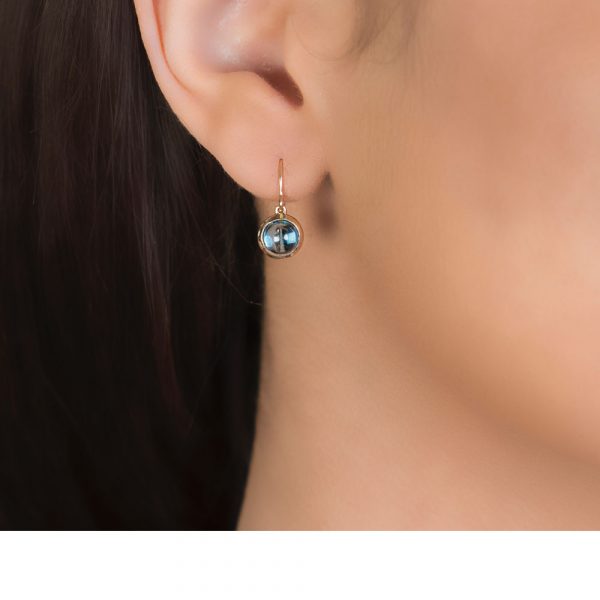 Bubble Blue Topaz Rose Gold Drop Earrings