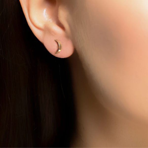 Rose gold moon stud earrings