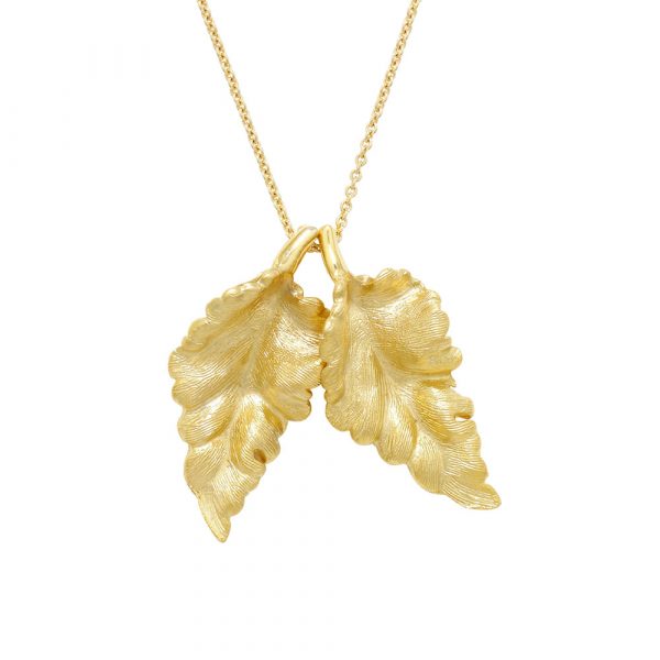 Golden leaf pendant yellow gold