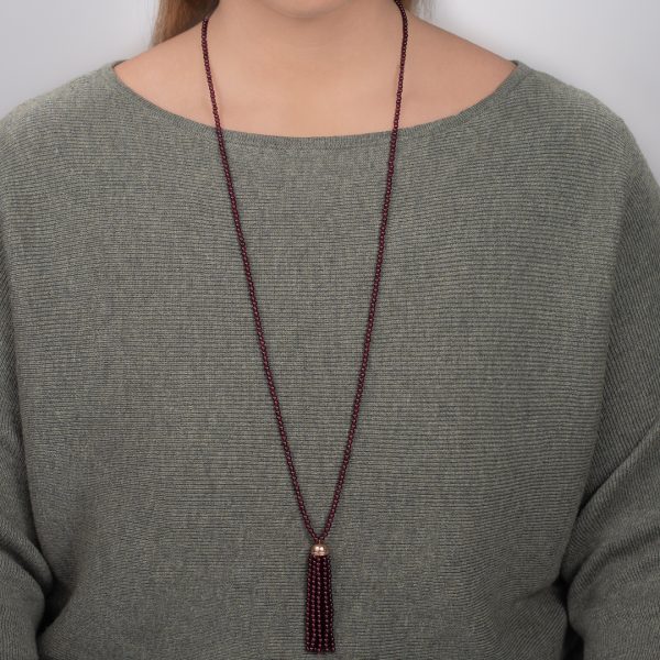 Rose gold garnet Tassel necklace