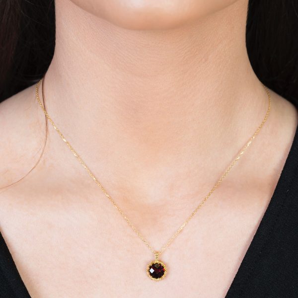 Yellow Gold Chequer-cut Garnet Coronation Pendant