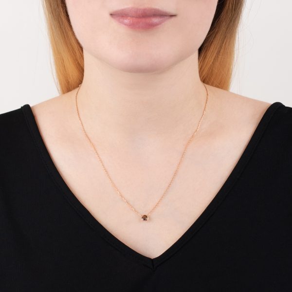 Rose gold smoky quartz Raindrop solitaire necklace
