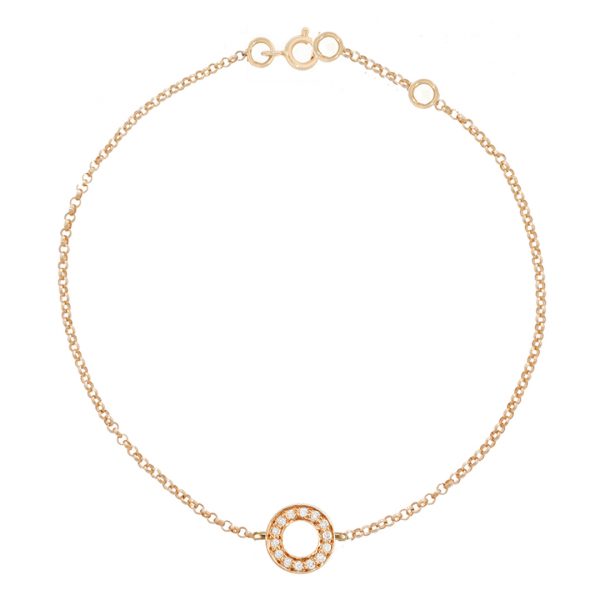 Rose gold diamond circle Meridian bracelet