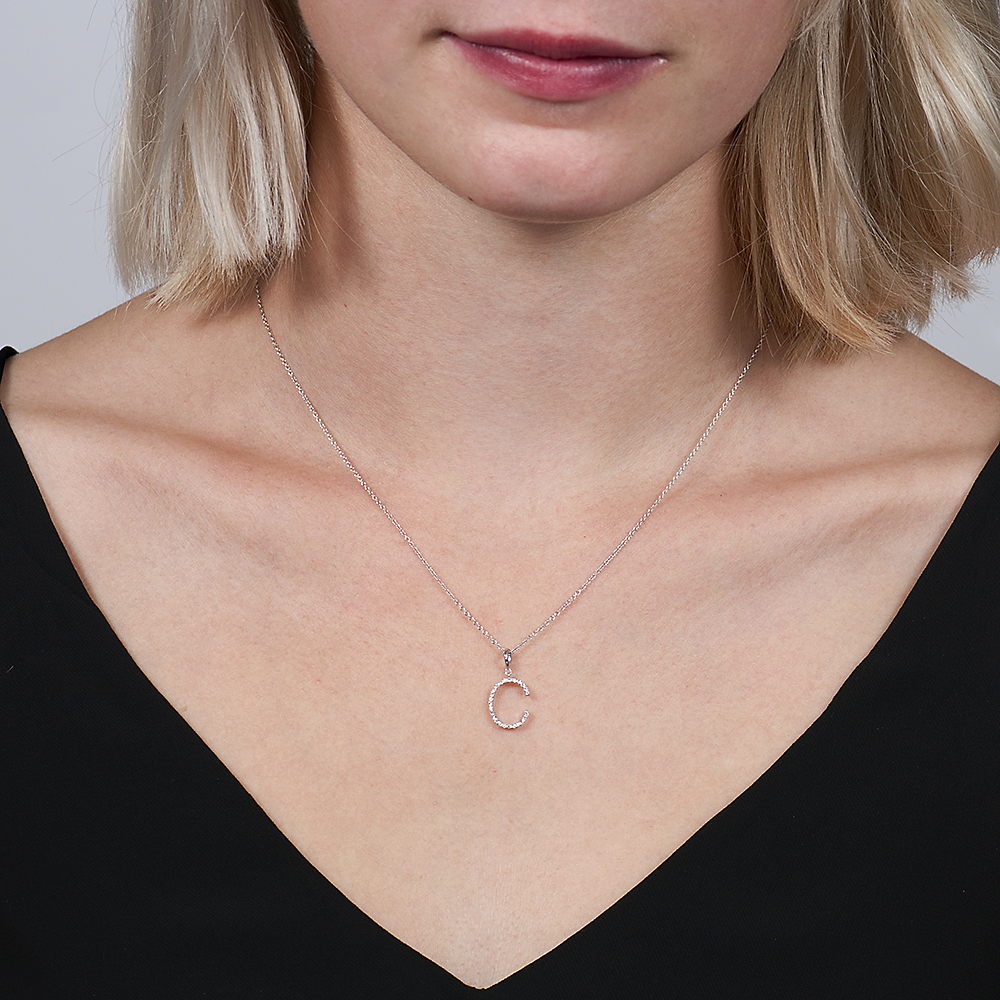 Diamond Asymmetrical Double Initial Necklace – Alexandra Beth