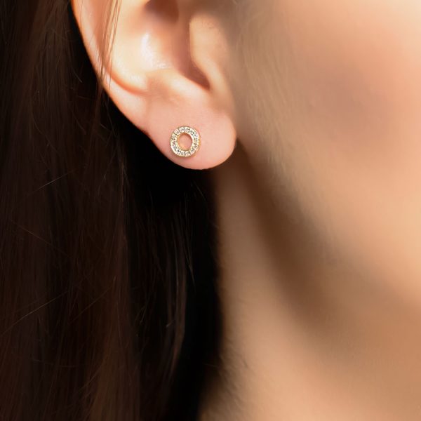 Yellow gold diamond Meridian stud earrings