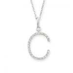 Diamond initial C pendant white gold