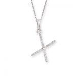 9ct white gold diamond initial X pendant necklace. Stunning diamonds set into 9ct white gold and attached to an adjustable white gold chain.