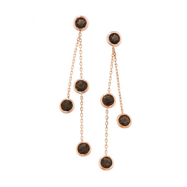 9ct rose gold Smoky quartz drop earrings