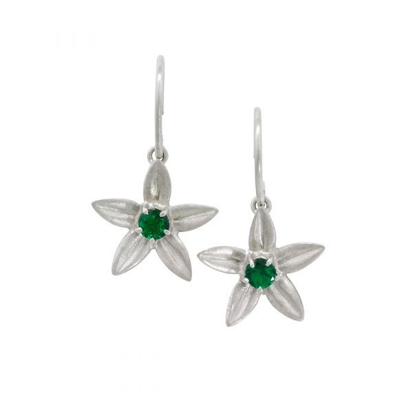 Tsavorite garnet drop earrings white gold