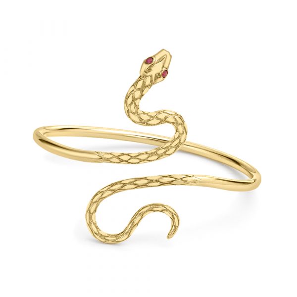 Stunning Yellow Gold Ruby Kew Snake Ring - London Road Jewellery