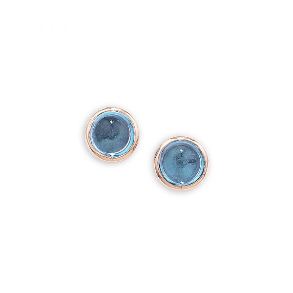 Blue topaz bubble stud earrings rose gold