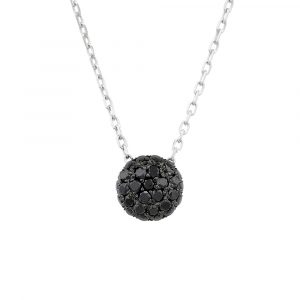 Black diamond ball cluster pendant white gold