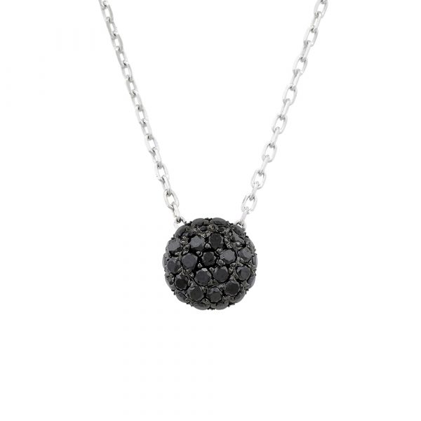 Black diamond ball cluster pendant white gold