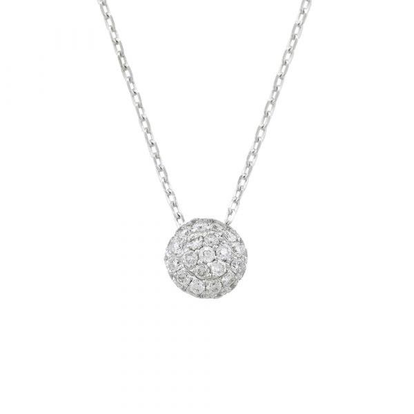 Diamond ball cluster pendant white gold