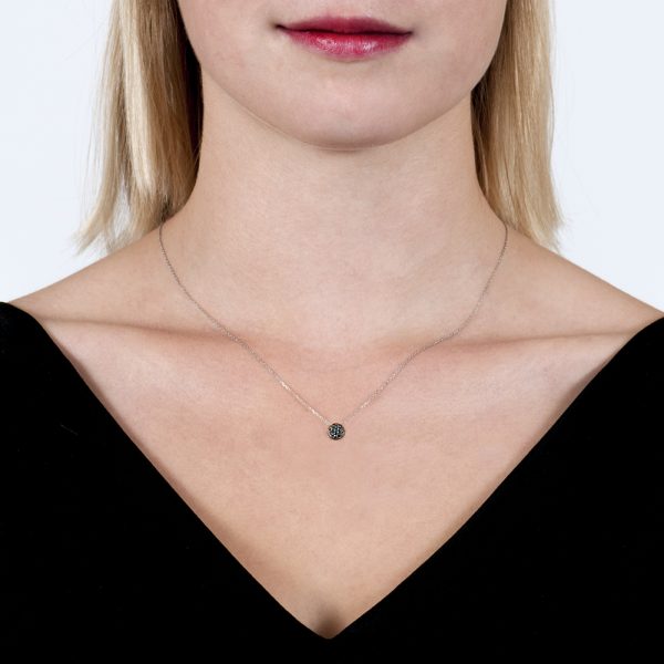 White Gold Black Diamond Ball Pendant