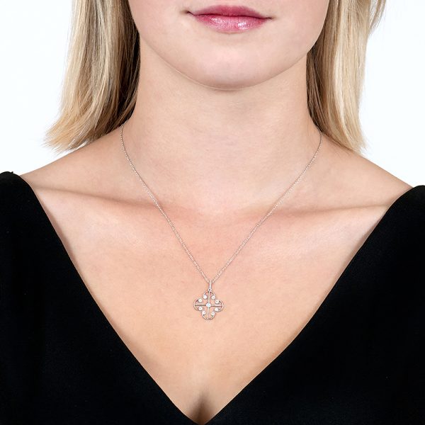 White Gold Brilliant Cut Diamond Lattice Pendant