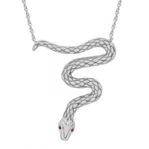 Ruby serpent snake pendant silver