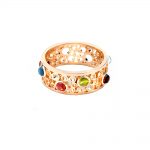 Rose gold handmade multi gem Bubble band ring