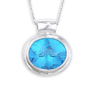 Blue topaz pendant white gold