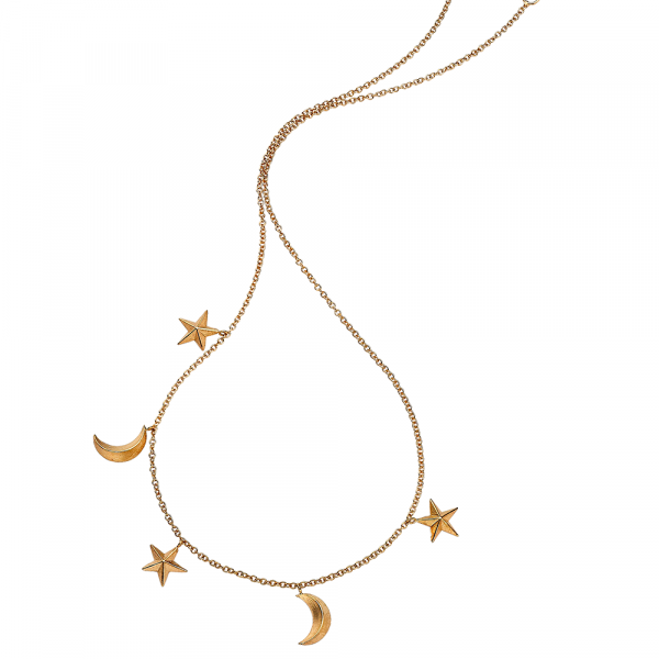 3d star and moon necklace rose gold
