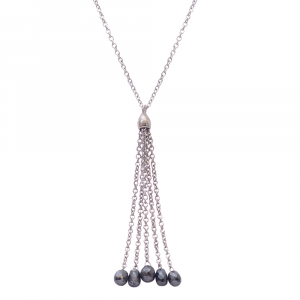 Black diamond drop pendant white gold