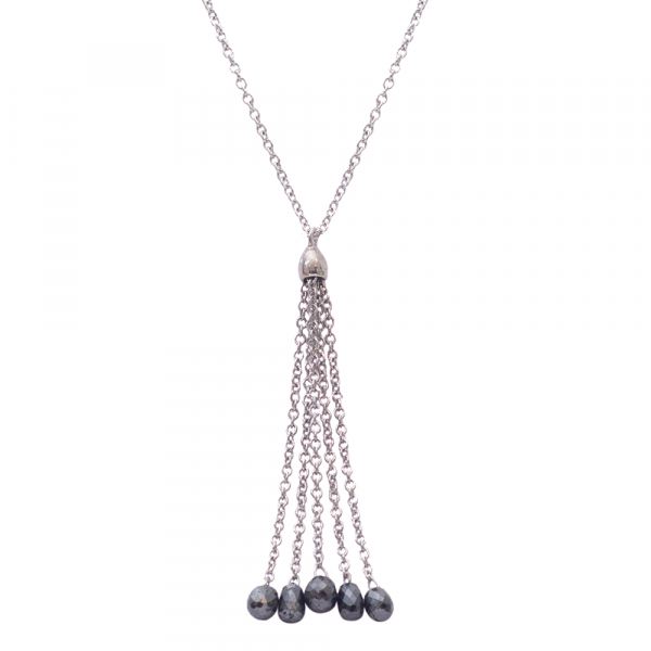 Black diamond drop pendant white gold