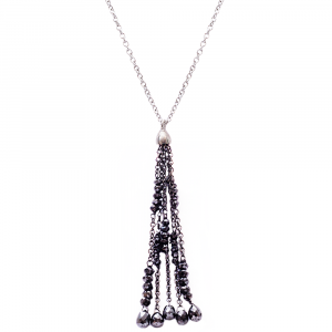 Black diamond drop pendant white gold