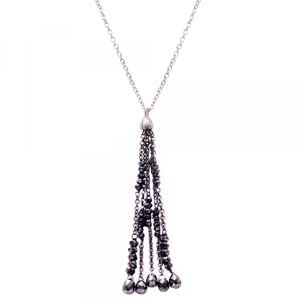 Black diamond drop pendant white gold