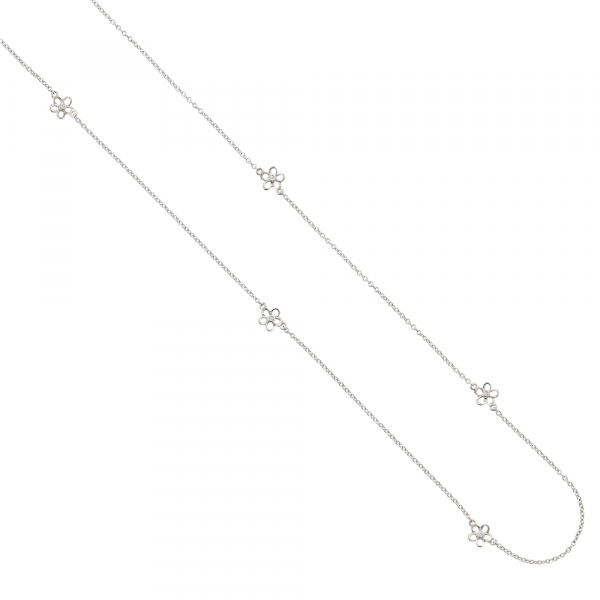 Diamond buttercup flower necklace white gold