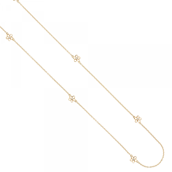 Diamond buttercup flower necklace yellow gold