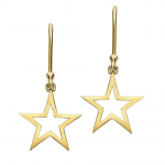 Open frame star drop earrings yellow gold