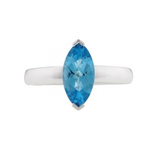 Blue topaz marquise ring white gold