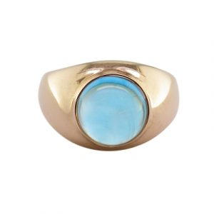 Blue topaz single stone bubble ring rose gold