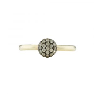 Brown cappuccino diamond ball cluster ring yellow gold