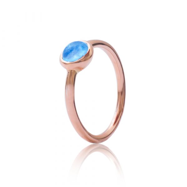Blue topaz bubble stack ring rose gold