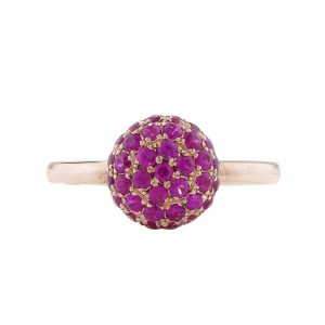 Ruby ball cluster ring rose gold