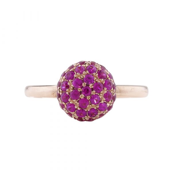 Ruby ball cluster ring rose gold