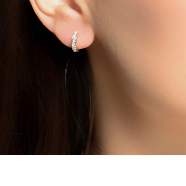 Yellow gold diamond hoop earrings
