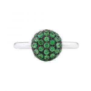 Tsavorite garnet ball cluster ring white gold