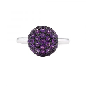 Amethyst cluster ball ring white gold