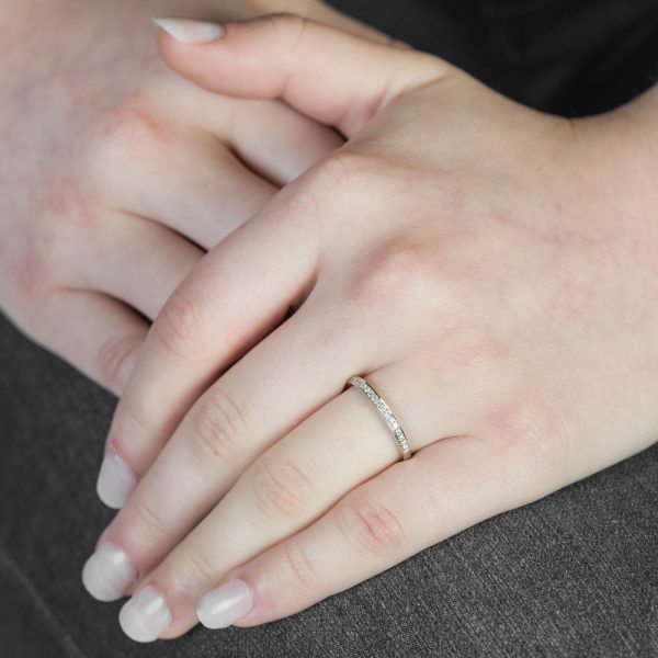 White gold diamond half eternity ring