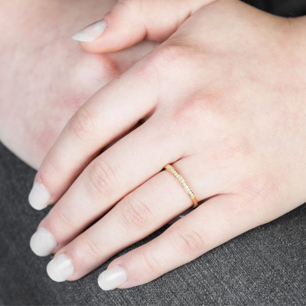 Diamond Grain Set Yellow Gold Eternity Ring