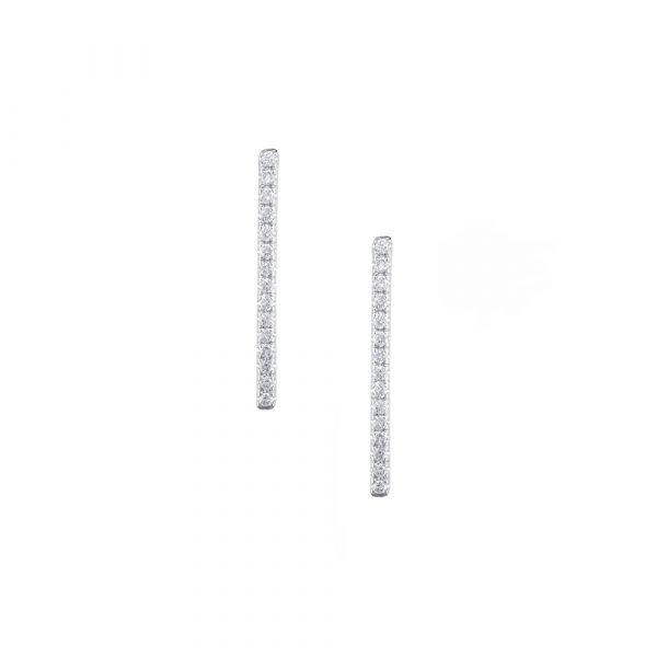 9ct White gold diamond Geo bar earrings