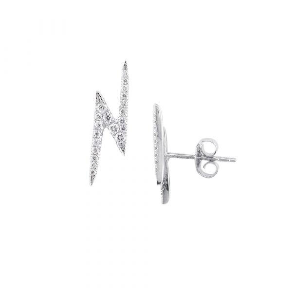 White gold diamond Geo zig zag earrings