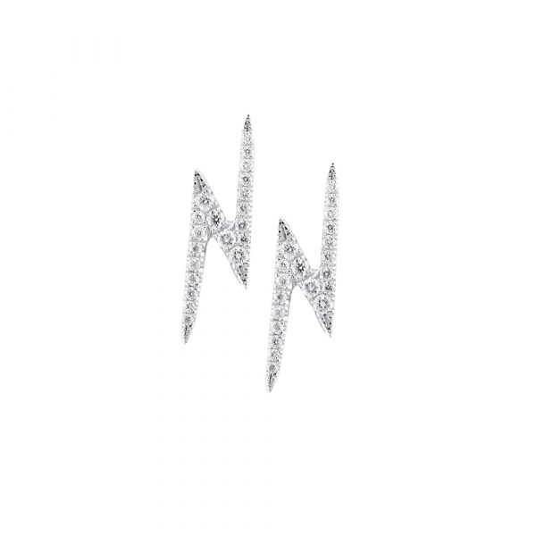 9ct White gold diamond zig zag drop earrings