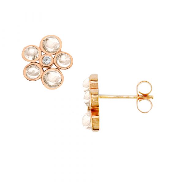 Rose gold moonstone diamond Bubble earrings