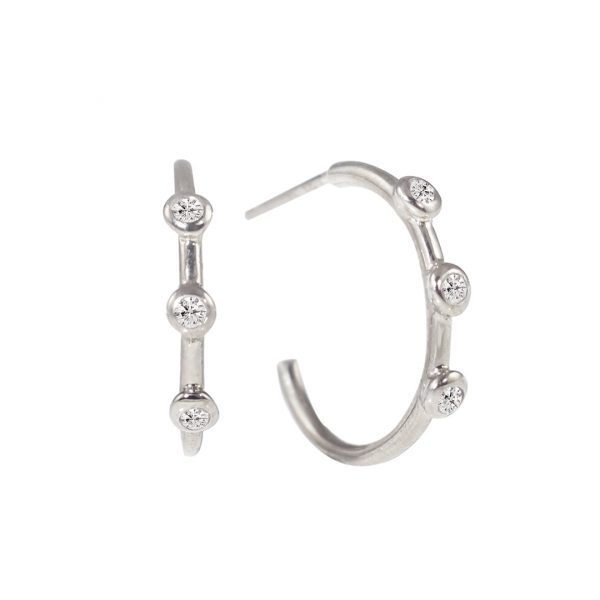 9ct White gold diamond hoop earrings