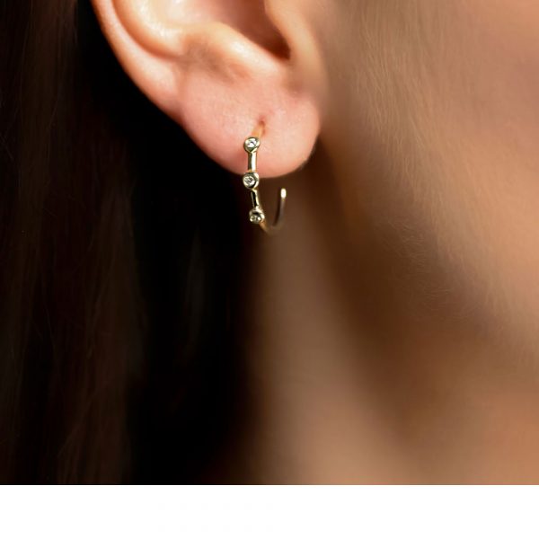 Yellow gold diamond hoop earrings